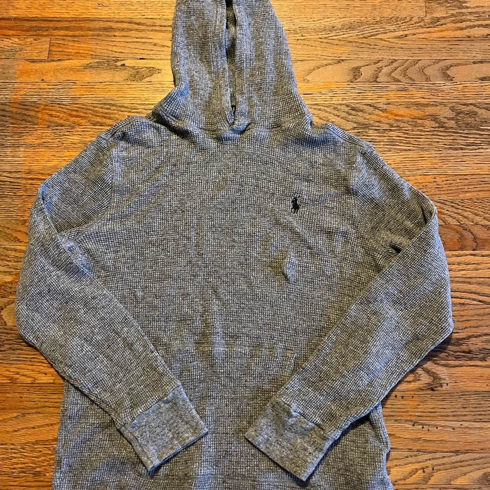 Gray Ralph Lauren Hooded Sweater with Logo